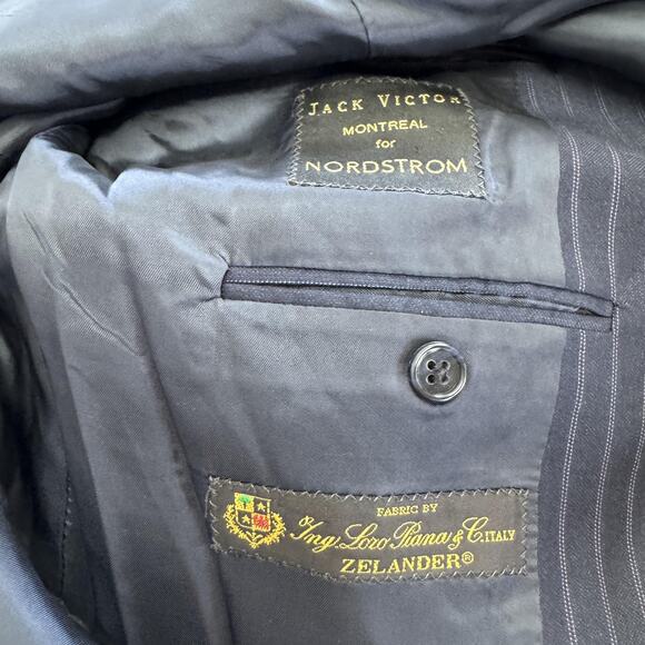 Jack Victor Loro Piana Blazer Mens 44 L Wool  Ridley CT Nordstrom Pinstripe - Picture 4 of 14